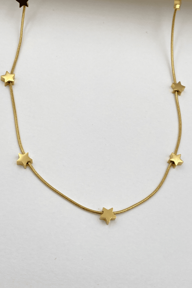 Çelik Gold Sıralı Yıldız Kolye